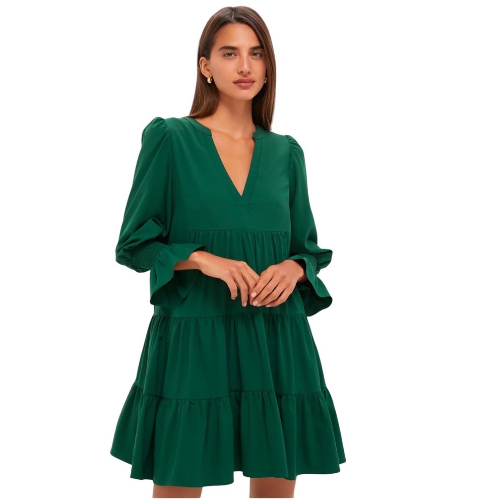Pomander Place Tuckernuck Kenzo Dress Green Tiered Puff Sleeve Mini S